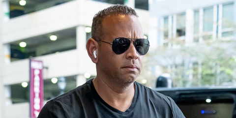 Alex Rodriguez was seen wearing gunmetal Ray-Ban Aviator 3025 004/58 sunglasses with grey Polarised lenses during MLB All-Star Week in Philadelphia, July 2026.