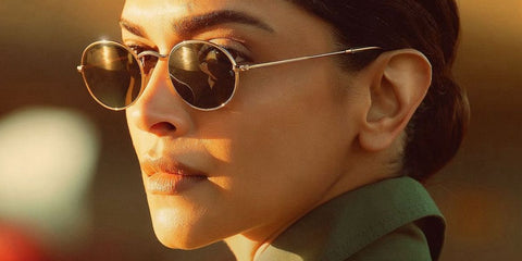 Deepika Padukone was seen wearing gold Ray-Ban RB 3547N 001 round oval sunglasses in the promotional image of 2024 movie Fighter