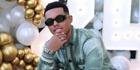 Jabari Banks was seen wearing black Prada PR 17WS 1AB5S0 Symbole Sunglasses at a birthday party