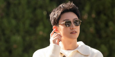 Chinese actor Johnny Huang was seen wearing gold Zegna EZ0290 35N sunglasses in his Instagram post, December 2025.