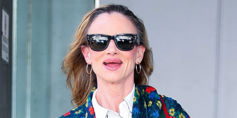 Actress, singer, and musician Juliette Lewis was seen wearing black Ray-Ban Mega Wayfarer RB 0840S 901/58 Polarised sunglasses in New York City, April 2026.
