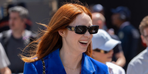 Karen Gillan was seen wearing black Loewe Anagram LW40101I 01A rectangular sunglasses at the F1 Grand Prix of Monaco 2026.