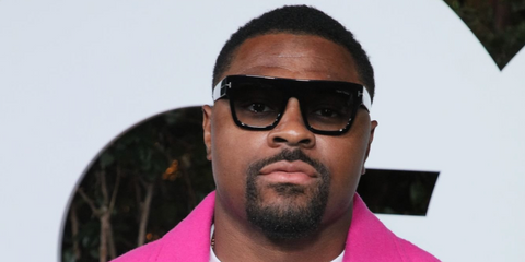 American football player Khalil Mack of Los Angeles Chargers was seen wearing black Tom Ford Renee TF847 01B sunglasses with grey gradient lenses at the GQ Men of The Year 2022 Party in Los Angeles.
