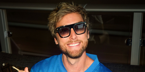 Singer Lance Bass of boy band Backstreet Boys was seen wearing black Tom Ford Renee TF847 01B sunglasses with gradient lenses at the Coachella Music Festival 2025.