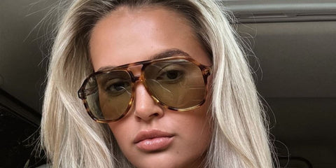 Molly-Mae Hague wears Gucci havana/tortoiseshell pilot/aviator sunglasses on Instagram - buy online at Pretavoir.