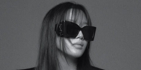 Moon Ga-young / Mun Ka-young was seen wearing black Saint Laurent Sun Blaze SL M119 001 shield sunglasses in a fashion editorial page of W Korea, February 2023