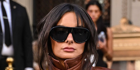 Television personality Paige DeSorbo was seen wearing black Prada PR C05S 16K08Z sunglasses during New York Fashion Week Spring/Summer 2027