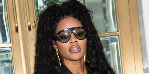 Teyana Taylor was seen wearing tortoise Gucci GG2128S 003 sunglasses with embossed Gucci double G monogram and light blue lenses at the New York premiere of Netflix's "72 Hours", July 2026
