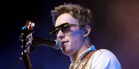 Singer-songwriter and guitarist Ty Myers was seen wearing palladium Balmain 1914 BPS-103B sunglasses onstage during day three of Stagecoach Festival 2026.