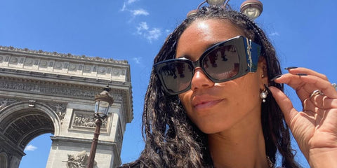 Television and radio presenter Vick Hope was seen wearing black Saint Laurent Sun Blaze SL M119 001 sunglasses in Paris, shared through her Instagram post in July 2024.