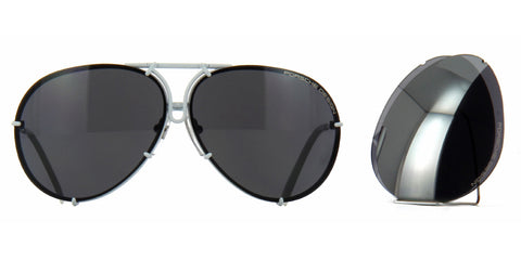 Porsche Design 8478 P White Frame - Dk Grey + Silver Lenses - As Seen On Kylie Jenner & Khloe Kardashian